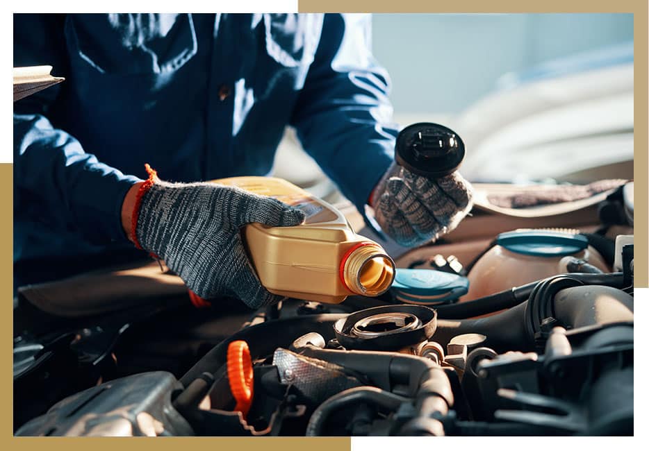 pouring motor oil
